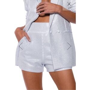 Akira Pop Star Shine Bright Rhinestone Stretchy Shorts in White Plus 2X 💎🔥